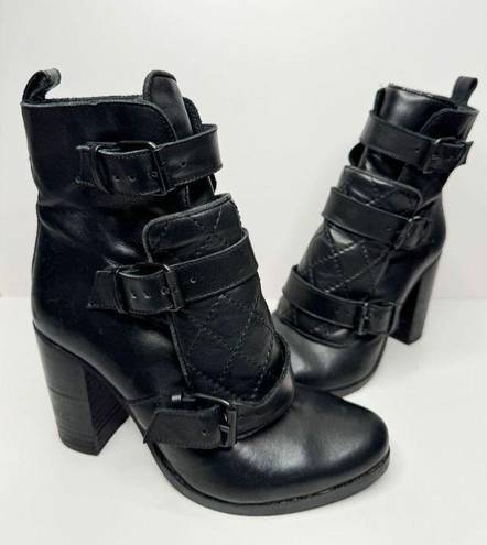 ALLSAINTS  Boots Womens Size 6US 37EUR Leather Quilted Black Heeled Booties