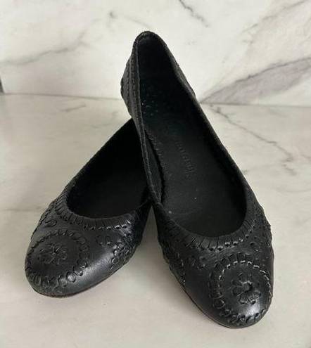 Jack Rogers  Black Leather Signature Ballet Flats Sz 8