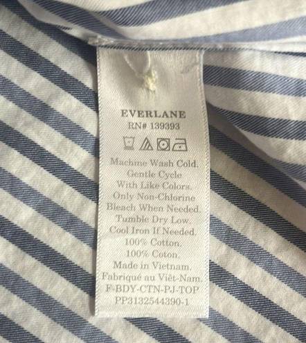 Everlane  Womens XS Button Front Boxy Pajama Top Blue Stripe Long Sleeve NWT