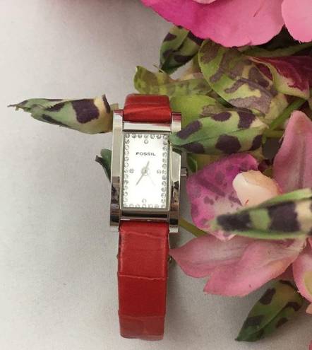 Fossil Vintage  Red Leather Strap Watch