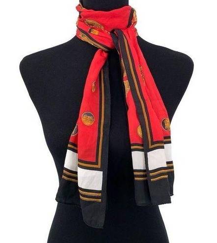 VTG FRENCH IMPERIAL Neck Scarf Red Gold White Black