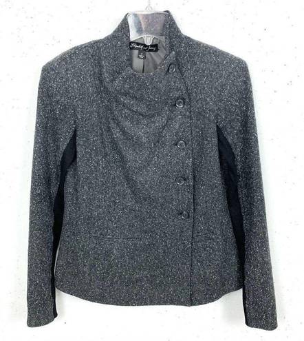 Elizabeth and James  Womens Wool Speckled Victor Blazer Jacket Asymmetrical Gray 6