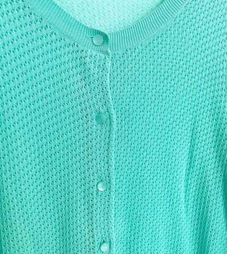 Talbots  Women’s Mint Green Waffle Knit Pima Cotton Cardigan Size Medium