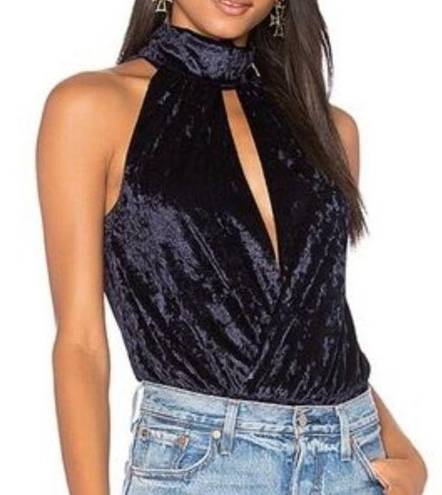 Central Park West  Ocean Drive velvet midnight blue bodysuit Size XS NWT