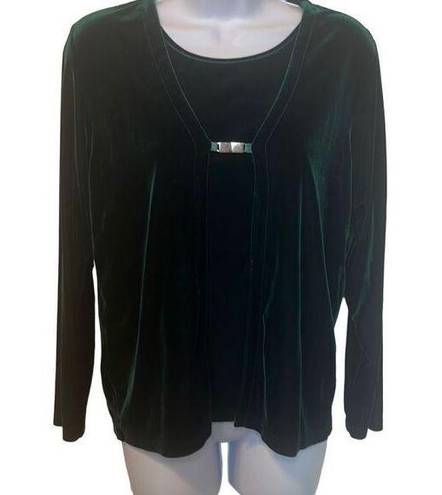 One Piece Hampshire Studio Vintage Green Long Sleeves  Velvet Top Size M