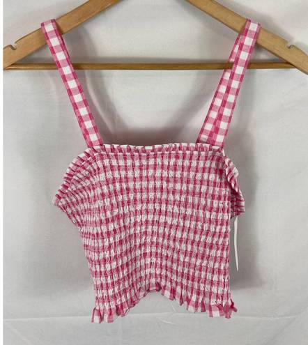 BP 4/$25 NWT . Smocked Gingham Crop Tank In Pink Ibis Gingham medium