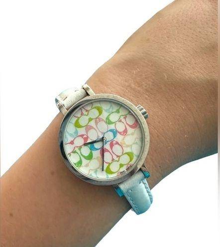 Coach  Swiss watch logo pastel white genuine leather strap water resistant‌‌‌
