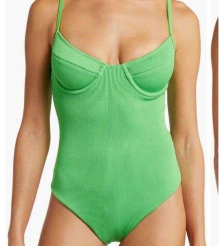 Kulani Kinis Ribbed Underwire One-Piece Swimsuit in Green Size Small Women’s