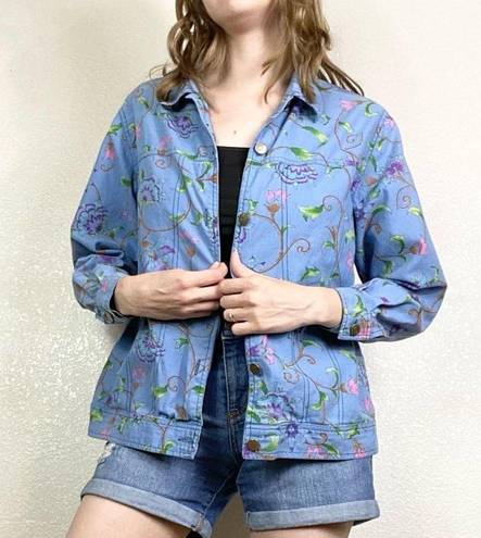 Vintage Blue  Floral Button Up Jean Shacket Jacket