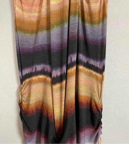 Young Fabulous and Broke  Maxi Dress Striped Tie-dye Racerback‎ Ruched Large Summer