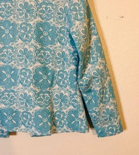 Vintage Blue  & White Daisy Floral Button Up 60s Little Jacket