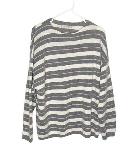 All saints Womens Cassia Jumper Gray White Stripe Boat Neck Wool Sweater…