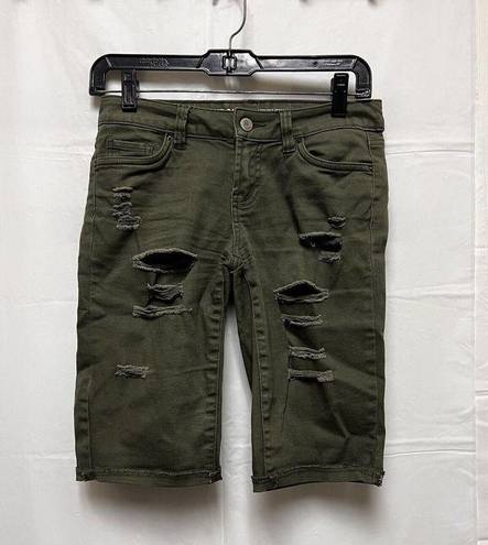 Bermuda Sws X London Shorts Women Size 1 27  Low Rise Green Denim Jean BKJ-C