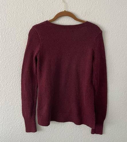 Hollister  Co. Burgundy Sweater Tiger Bear Cat Red BOHO V neck Small