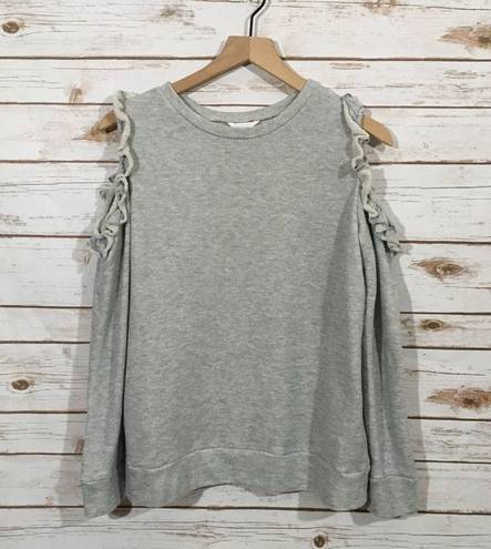 Caslon  Ruffle Trim Cold Shoulder Sweatshirt - Gray - Small