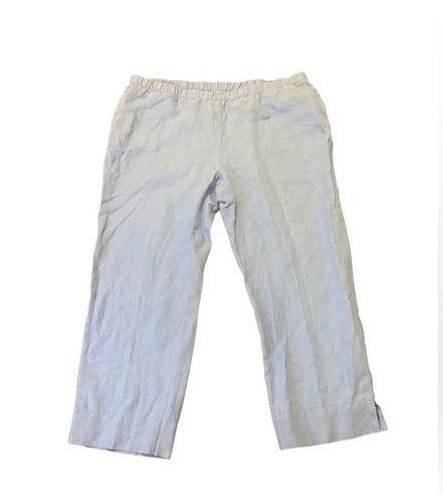 J.Jill  100% Linen Wide Leg Crop Pull-On Pants Size Large Lagenlook