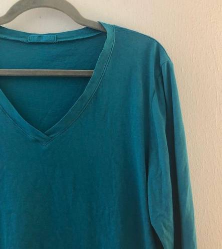 CP Shades  Tee Teal Blue V Neck 3/4 Sleeves Top Sz M/L (See Measurements) EUC