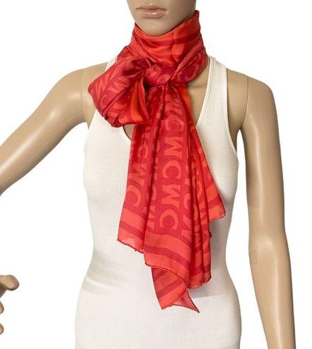 MCM  Silk Logo Ruby Red Summer Scarf Shawl