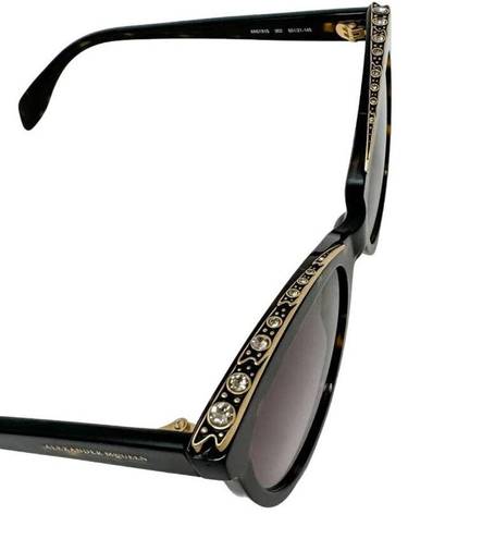 Alexander McQueen  AM0181S Cat Eye Jeweled Sunglasses Havana Tortoise w/ case