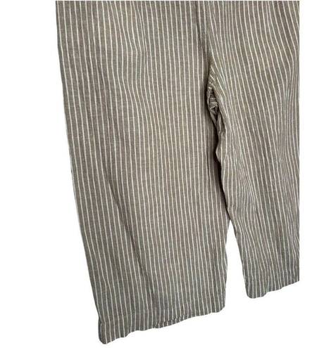 Beach Lunch Lounge Pants Womens XL Linen Margot Pull On Striped Cropped Brown
