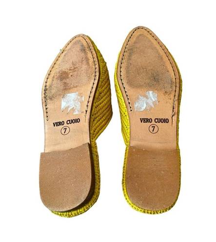 Krass&co Artemis Design . Raffia Babouche Yellow Flats Mules Slides Size 7