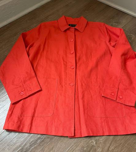 Moda Sun  NEW linen blend button up shirt jacket salmon colored women’s size L