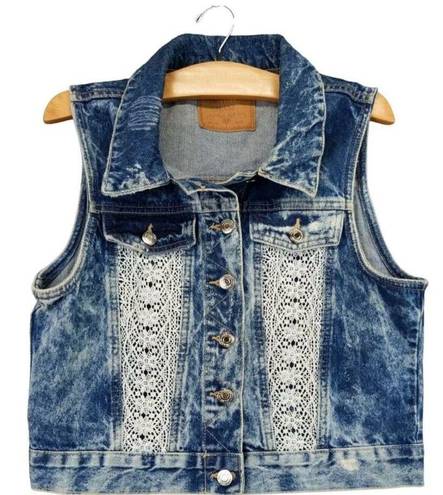 Amethyst Jeans Womens  Cowboy Coture Stonewash Western Chic Denim Jean Vest  Sz L