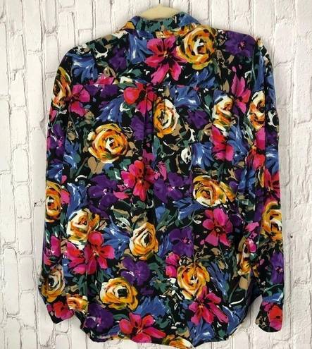 At Last Vintage 1991  floral button front blouse size medium