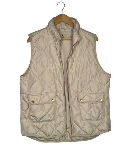 Woolrich  Puffer Vest Womens XL Duck Down Feathers Quilted Pockets Full Zip Tan