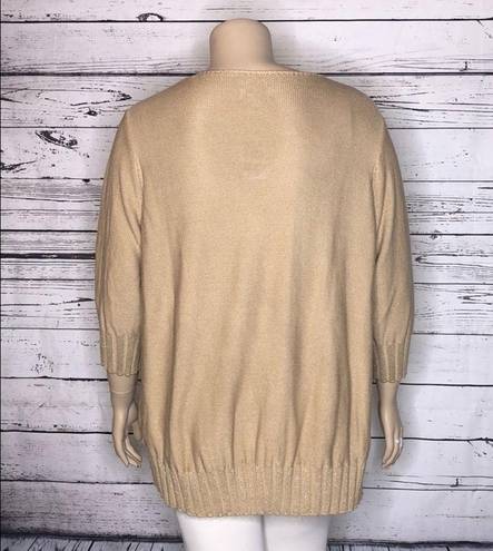 Hemline Avenue NWT Size 22/24 Tan with Gold Shimmer High-Low  Sweater Top