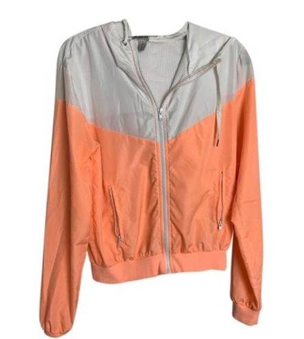 Forever 21 XS white & neon orange cropped track jacket suit