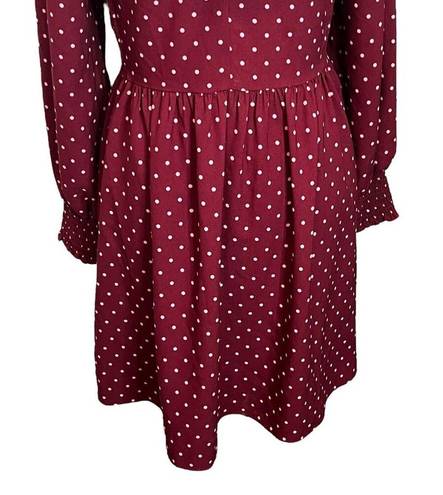 Draper James  Mini Shift Dress Preppy Merlot Red Polka Dot Womens Size 6 SAMPLE