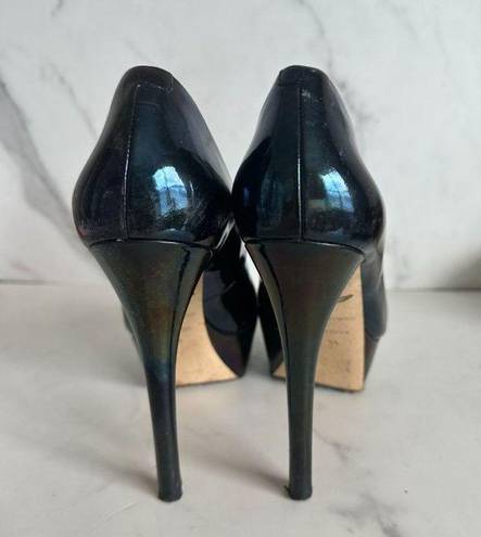 Brian Atwood  Bambola Black Patent Leather Platform Heels Sz 9.5