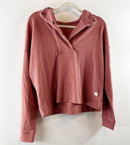 Vuori  Bayview Thermal Waffle Hoodie Pullover Sweatshirt Rosewood Pink XS