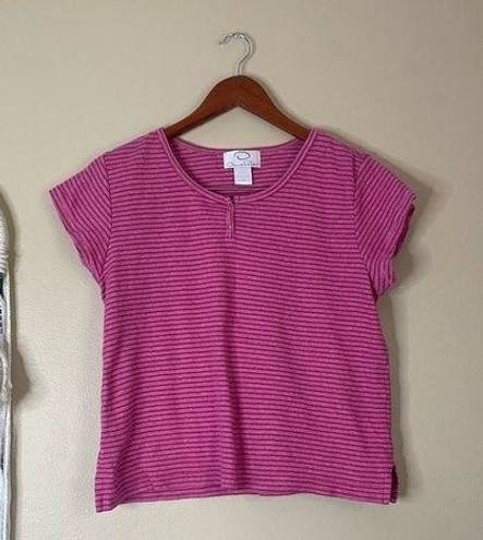 Oscar de la Renta Vintage  Striped Top Pink Size Medium