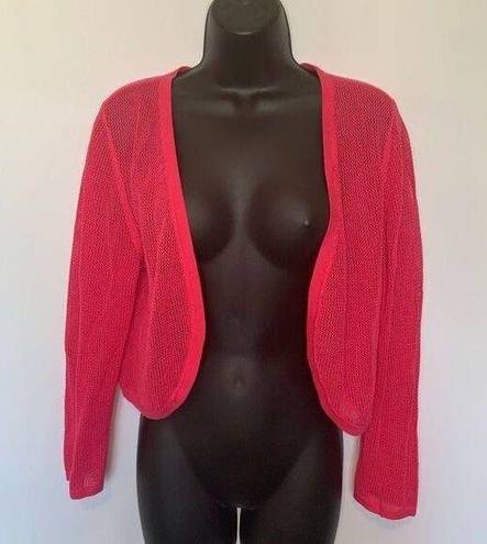 Talbots  Hot Pink Net Cropped Cardigan