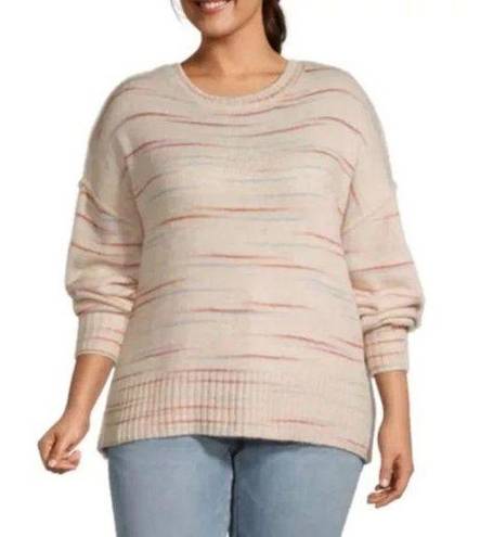 a.n.a Women’s New  ivory watercolor stripe oversized soft knit sweater size 3x