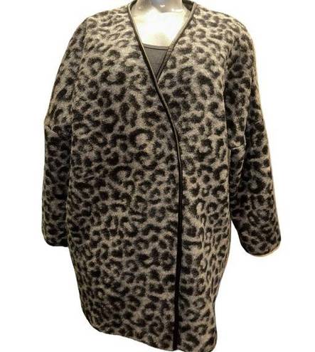 Mango  Wool Blend Animal Print Oversized Suit Jacket Size M