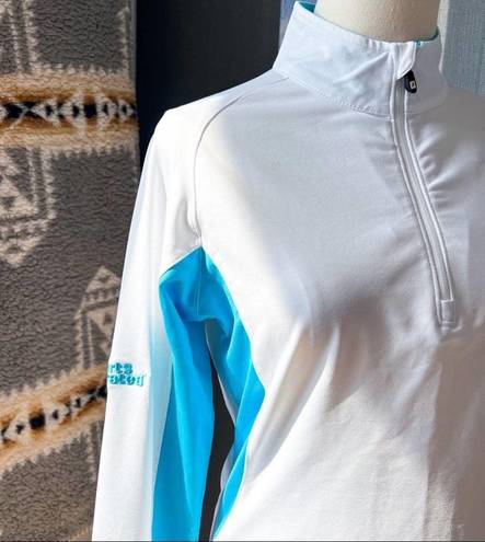 FootJoy  Sport Mid Later White Aqua 1/2 Zip Pullover Top Women’s Small