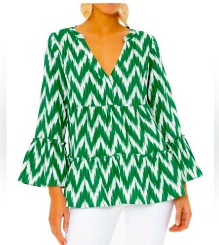 Tuckernuck  Pomander Place Chevron Print Tiered Ruffle Blouse