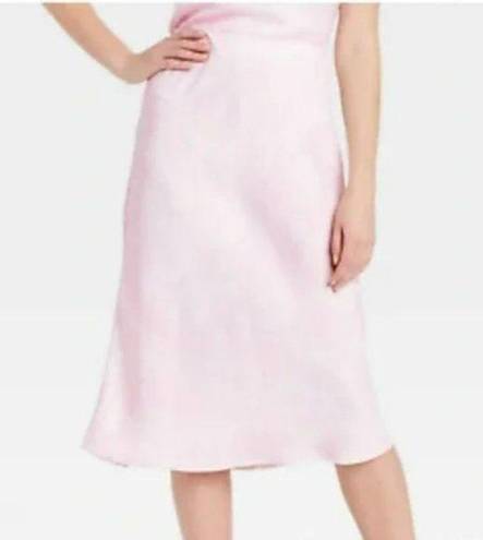 A New Day  Women's High-Rise Pink Midi Slip A-Line Skirt