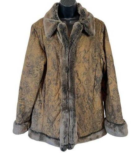 Dennis Basso  Faux Fur Collar Lined Winter Jacket