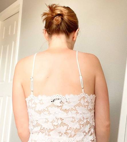 Guess  Cream Sheer Lace Crop Cami Bralette