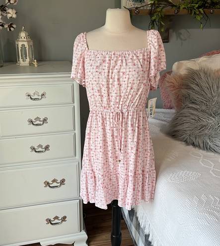 Bebop Pink Cream Floral Dress Romantic Flirty Summer Large