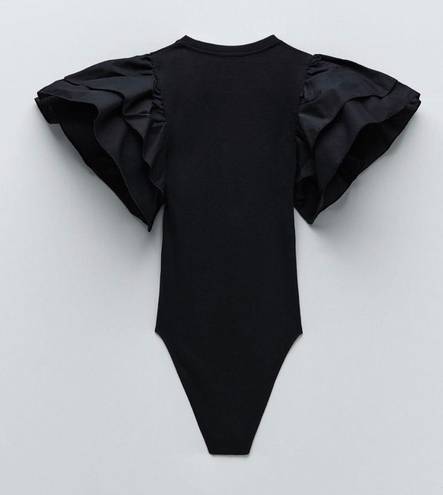 ZARA Black Ruffle Sleeve Bodysuit