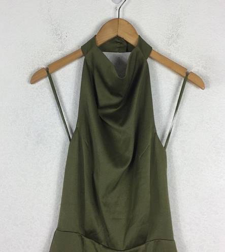 Elliatt NWT  Camo Olive Green Satin Halter Asymmetric Cocktail Mini Dress XS