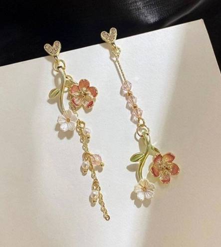 Flower Dangle Drop Earrings for Women Gold