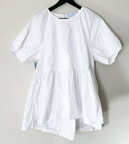 Hill House  The Francesca Tunic Top White Cotton Light Weight Hi Lo Hem