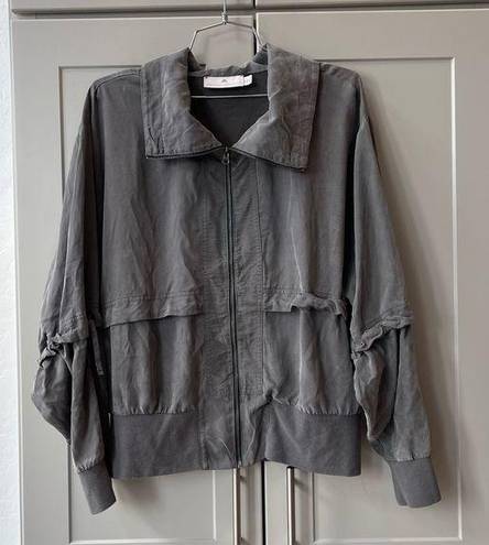 Adidas  X Stella Mccartney Grey Soft Suede Bomber Tracksuit Jacket Cinched Medium