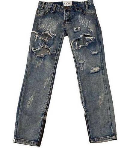 One Teaspoon  Trashed Freebirds Distressed Skinny Jeans Size 24